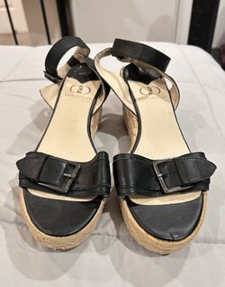 Kelsi Dagger Black Wedge Sandals