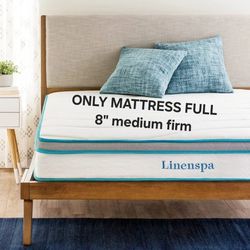 Linenspa 8 Inch Memory Foam and Spring Hybrid Mattress - Medium Firm Feel  Full Size