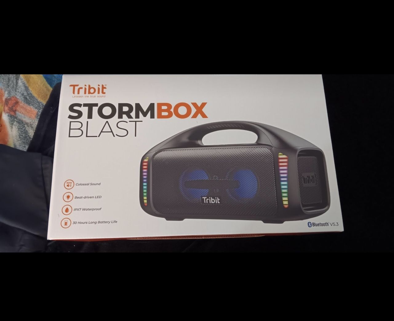 Tribit StormBox Blast Portable Speaker: 90W Loud Stereo Sound with XBass, IPX7 Waterproof Bluetooth Speaker with LED Light, Bluetooth 5.3&TWS, Custom 