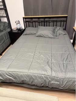 Queen bed frame - wooden and black