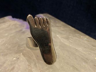 Handmade sterling foot shaped ring