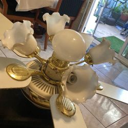 Cilling Fan White and Gold With Ligts