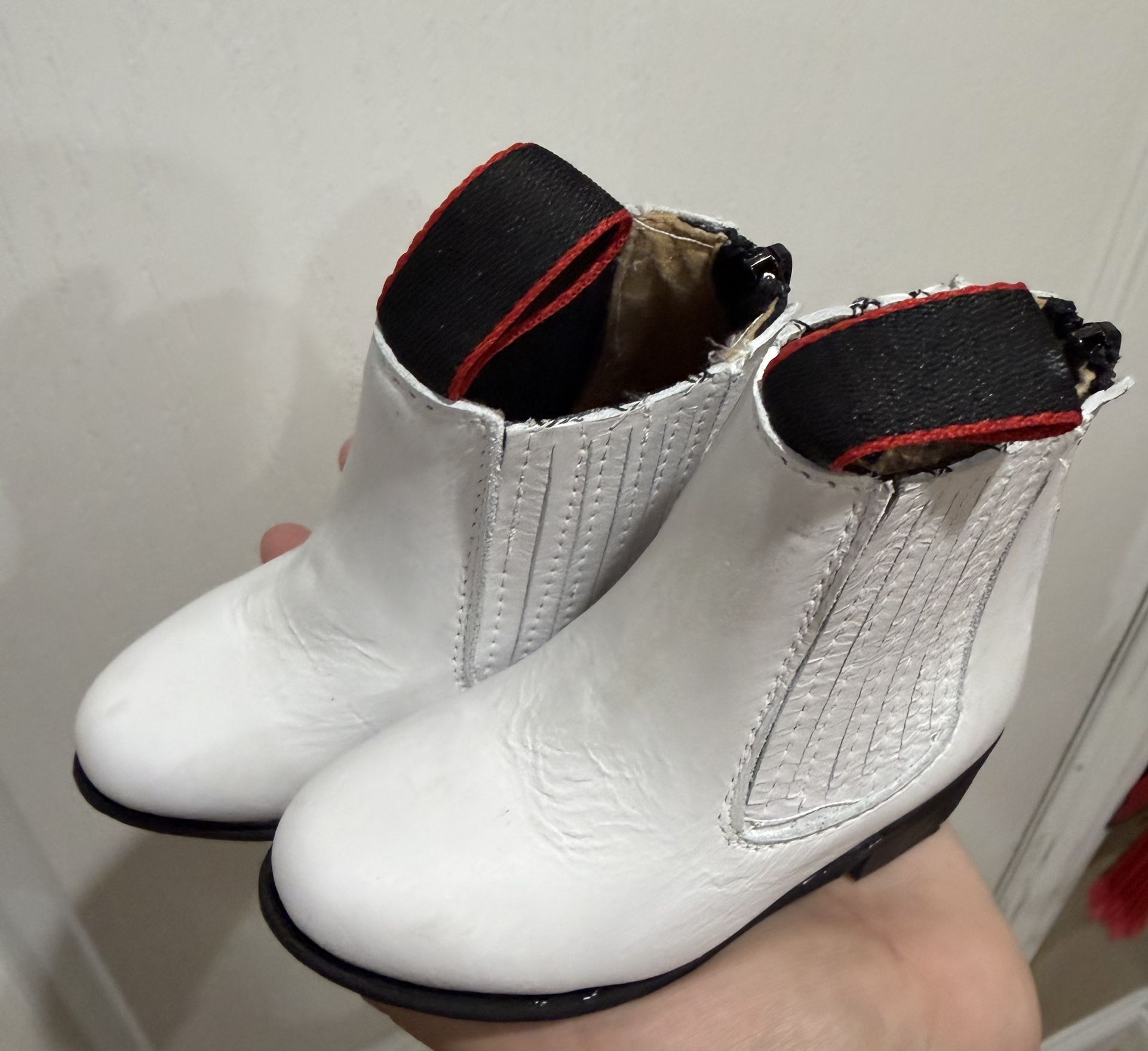 Leather White  Ankle Boots For Kids Infant-Toddler  Size 