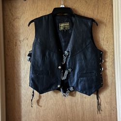 Harley Belt And Black Leather Vest 