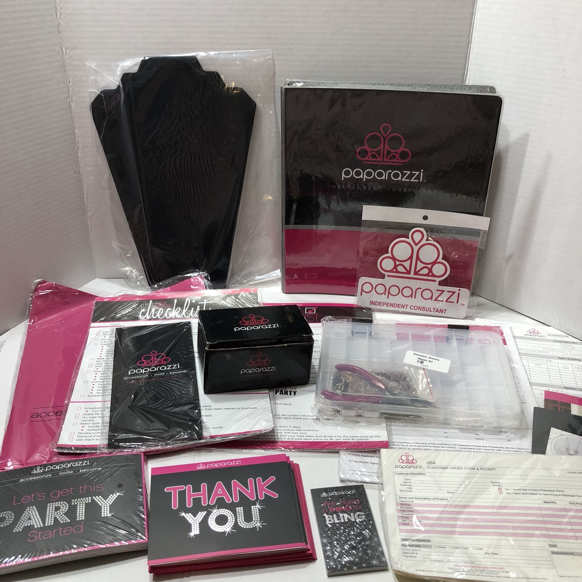 Paparazzi Jewelry consultant paperwork and supplies