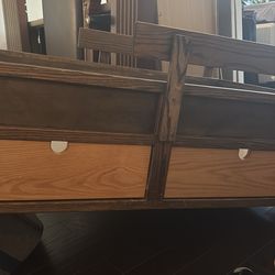 Handmade wood twin size toddler bed frame with dresser