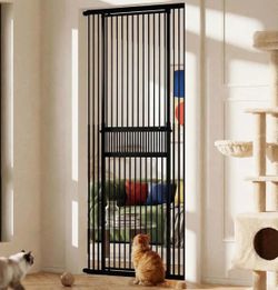 (X-8)Gardner Pet Extra Tall Cat Gate 49"-86" Adjustable Height, Tall Pet Gate for Doorways/Hallways with 27.5"-37" Adjustable Width Baby Gate with 4 E