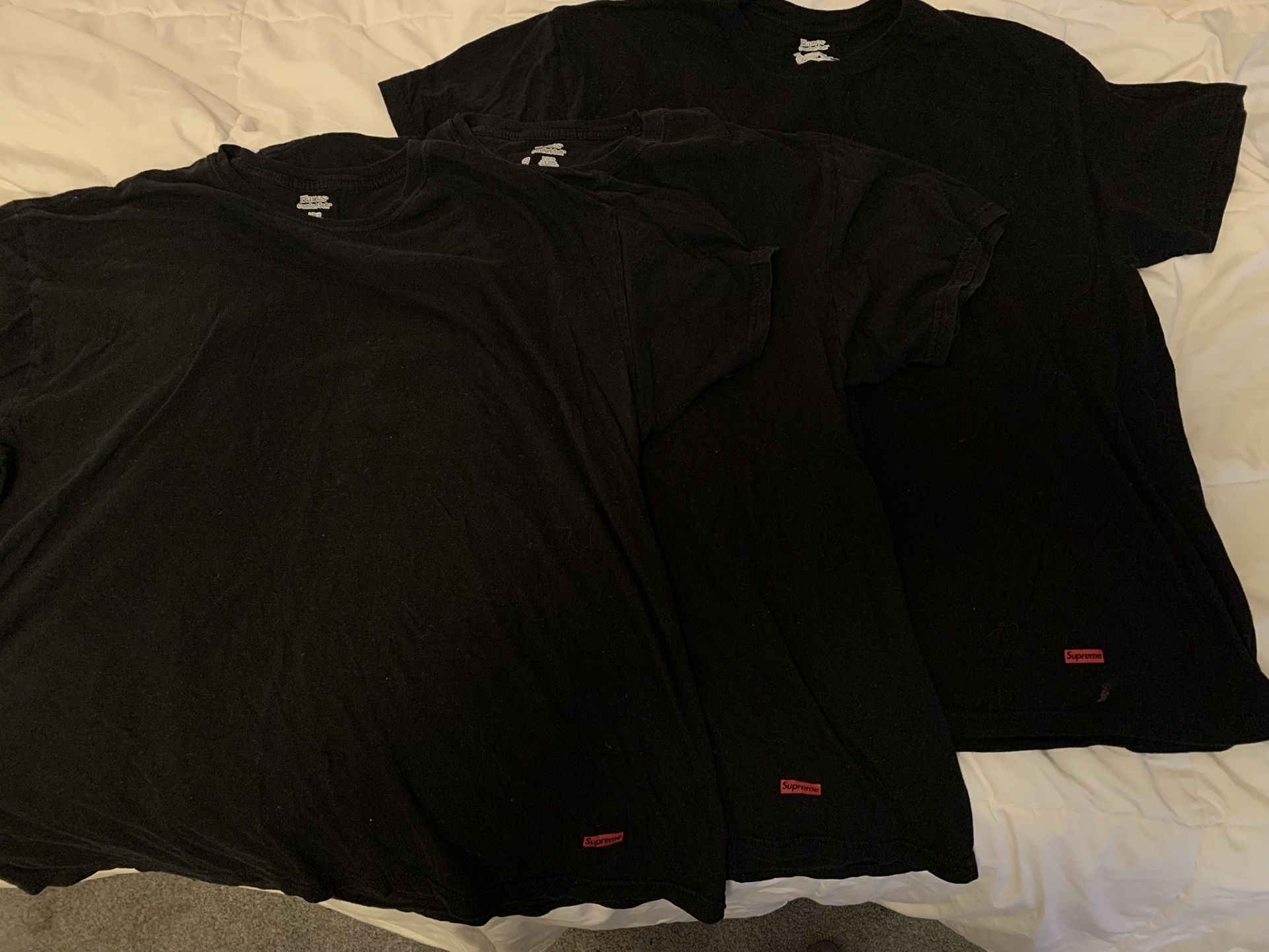 3 Supreme Black Under Shirts 