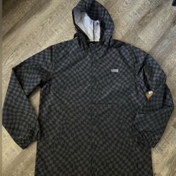 Nwt Vans Lokkit Trip Jacket Medium Black Grey Checkered Print