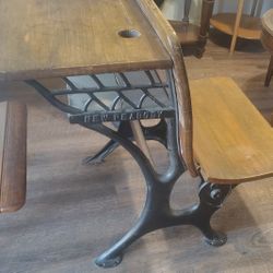 Antique New Peabody School Desk - Cast Iron & Wood