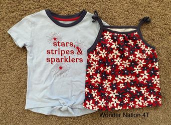 4T Girl Wonder Nation 4th of July Shirts