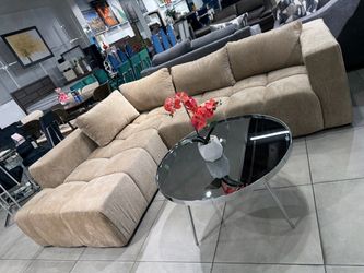 Beige Fabric Tufted Sectional Sofa 🔥🔥🔥