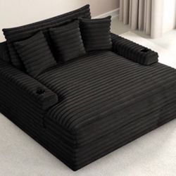 New Black Or White Oversized Chaise Lounge Chair Sofa Couch With USB Ports And Cup Holders 