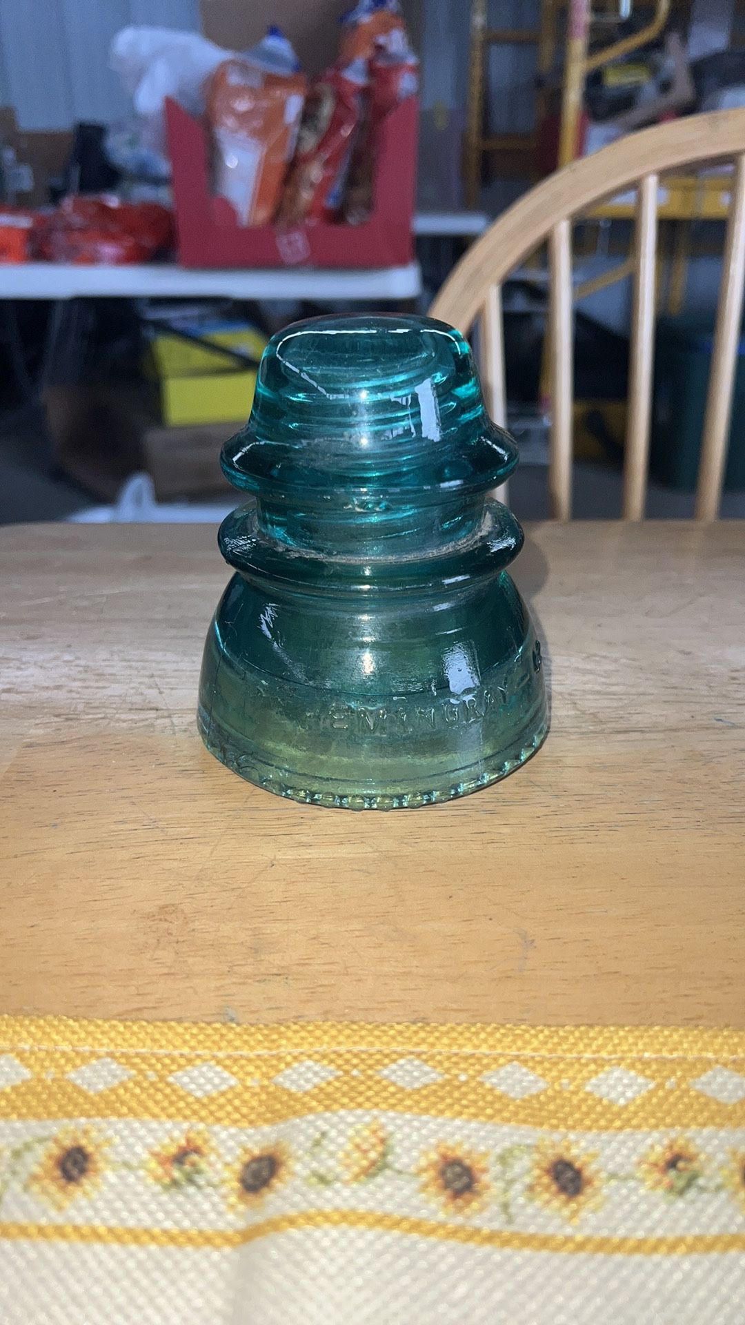 Vintage Hemingray 42 Aqua Made in USA Glass Insulator. Has a small chip on bottom