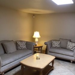 I am moving I am selling everything for $800 or best offer so far loveseat coffee table and end table lamps college table dining room table wi e with 