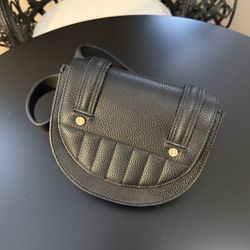 Elegant Black Leather Belt Bag