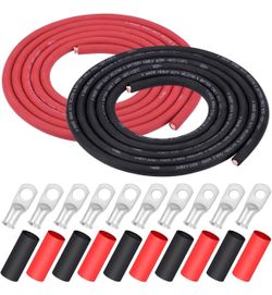 4 AWG Gauge Wire Pure Copper Welding Battery Cable for Vehicle Solar,10Ft Black+