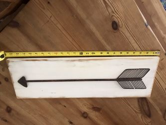 Cute Boho wood sign with metal arrow.