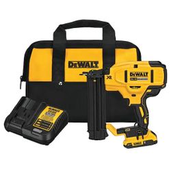 DEWALT 20V MAX XR Lithium-Ion 2-1/8 in. 18-Gauge Electric Cordless Brad Nailer Kit w| 2.0Ah Battery