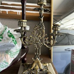 Brass and Marble Candelabra