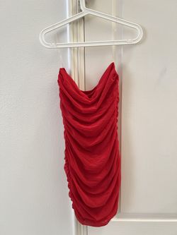 Oh Polly Strapless with clear straps Ruched Scarlet Cocktail Dress