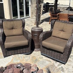 Wicker swivel chairs