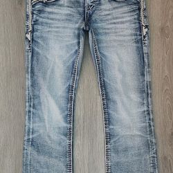 Rock Revival Ashton Slim Boot Cut Distressed Jeans Men's Size 28x30 NWOT MSRP $179