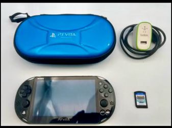 Sony PS Vita Slim PCH-2001 Black Bundle Sonic  8GB Blue Hard Case Belkin Charger Psvita