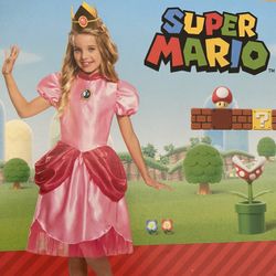 New, Princess Peach Costume Size 10–12 Includes Dress, Petticoat and Crown