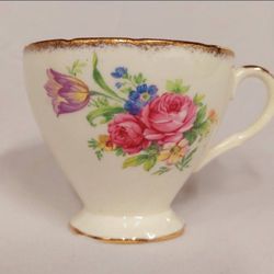 Antique Foley China "Foley Tulip"  E. Brain & Co. Tea Cup with Flowers and Gold Trim