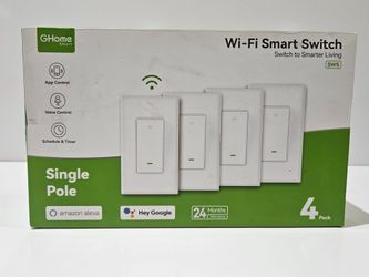GHome Smart Wi-Fi Smart Switch SW5 Single Pole 4-Pack smart light switches compatible with Amazon Alexa and Google Assistant. Ideal for smart home aut