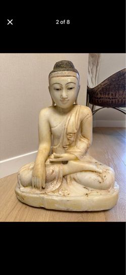 Antique Large Marble Buddha Statue Seated