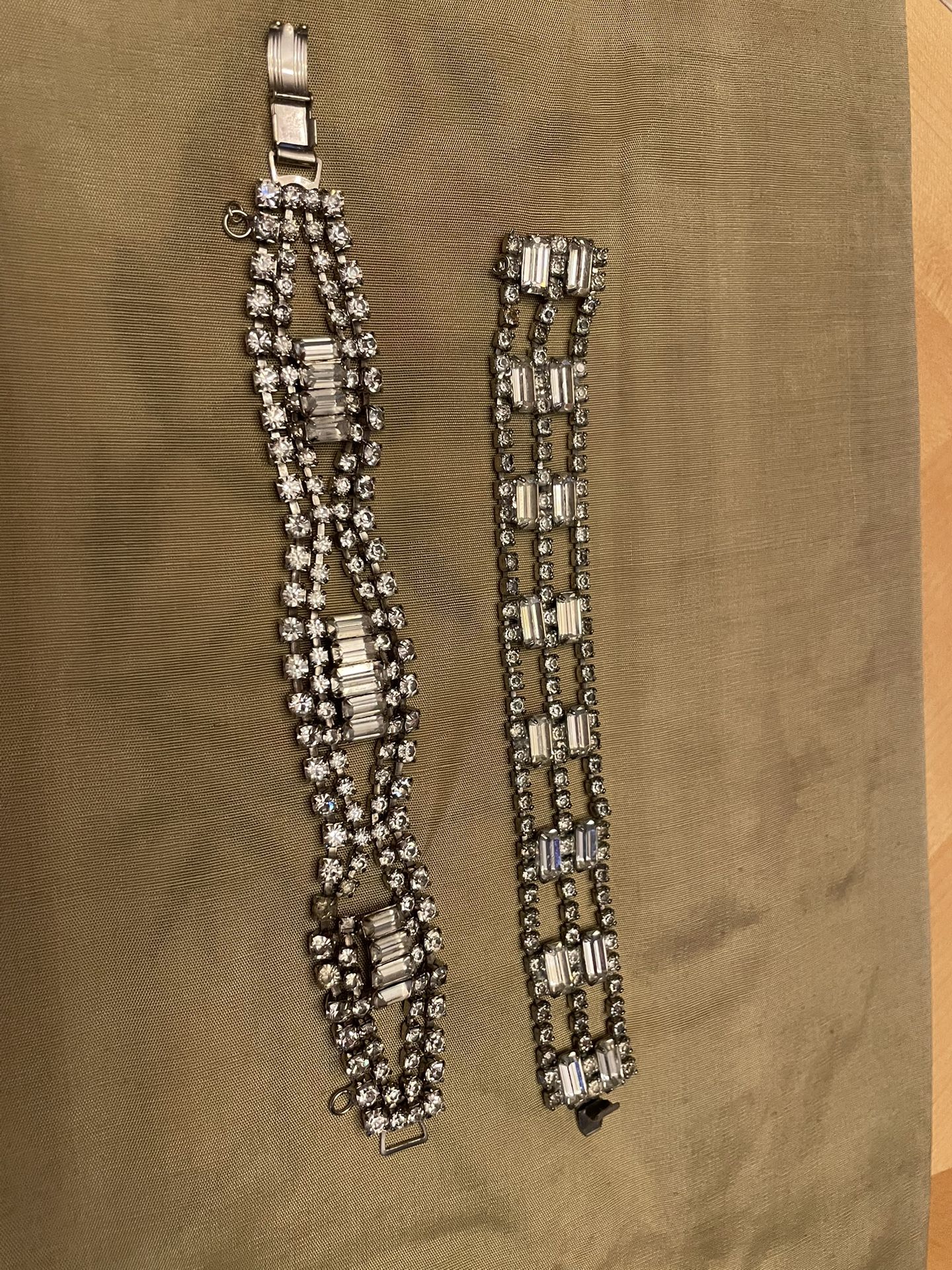 2 Vintage Rhinestone Bracelets
