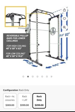 Full Squat Rack with Pulley System, J_Hooks, Safety Bars and attachments