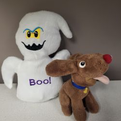 Culver's stuffed brown dog and Halloween stuffed ghost,  lot of 2
