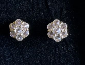 Lab Grown Diamond Honeycomb Earrings 2.25 CT 10K Yellow Gold VS F