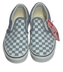 VANS Color Theory Dusty Blue Checkerboard Classic Slip On Youth Sz 3 New In Box