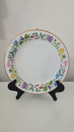 Royal Worcester England Floral Serving Bowl Gold Trim 11" Vintage