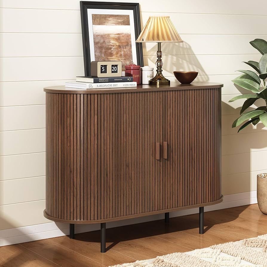 40" Sideboard Buffet Cabinet with Storage, Storage Cabinet with Sliding Door & Adjustable Shelf, Modern Accent Coffee Bar Console Table for Kitchen, E