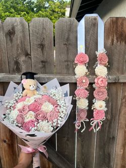 Graduation lei and bouquets