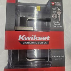 KWIKSET  satin Nickel Rectangular  Keyed Entry  Door