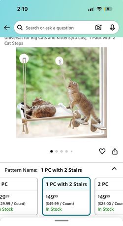 Large Cat Window Perch with 2 Steps