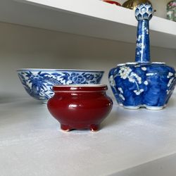 Chinese Red Glaze Porcelain Incense Burner 