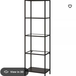 VITTSJÖ Shelf unit, black-brown/glass