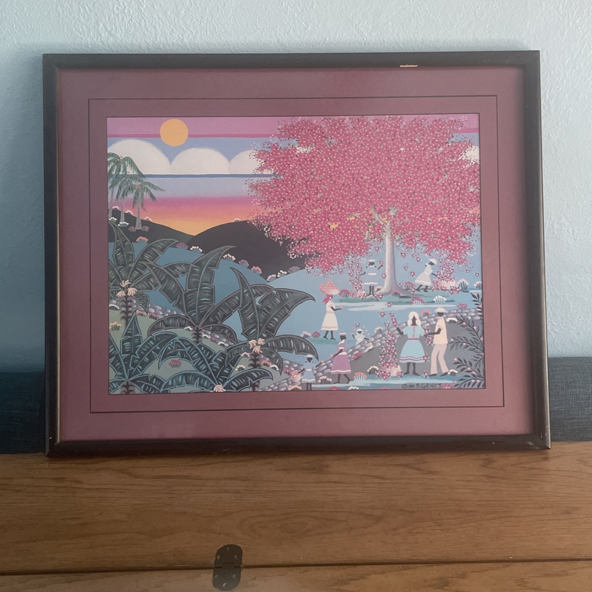 Vintage Print ‘Pink Tree Sunset’ By Rita Genet