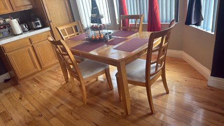 Wood table and 4 chairs.