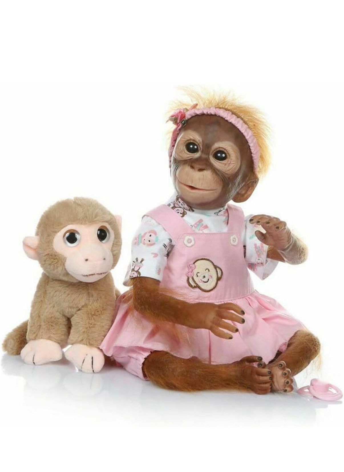 Lifelike Reborn Baby Dolls Girl Monkey - 21 Inch Realistic Baby Doll Pink Monkey Doll