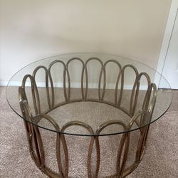 Living Room Coffee Table Glass Metal Gold