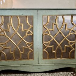 Distressed light blue cabinet/Hutch 