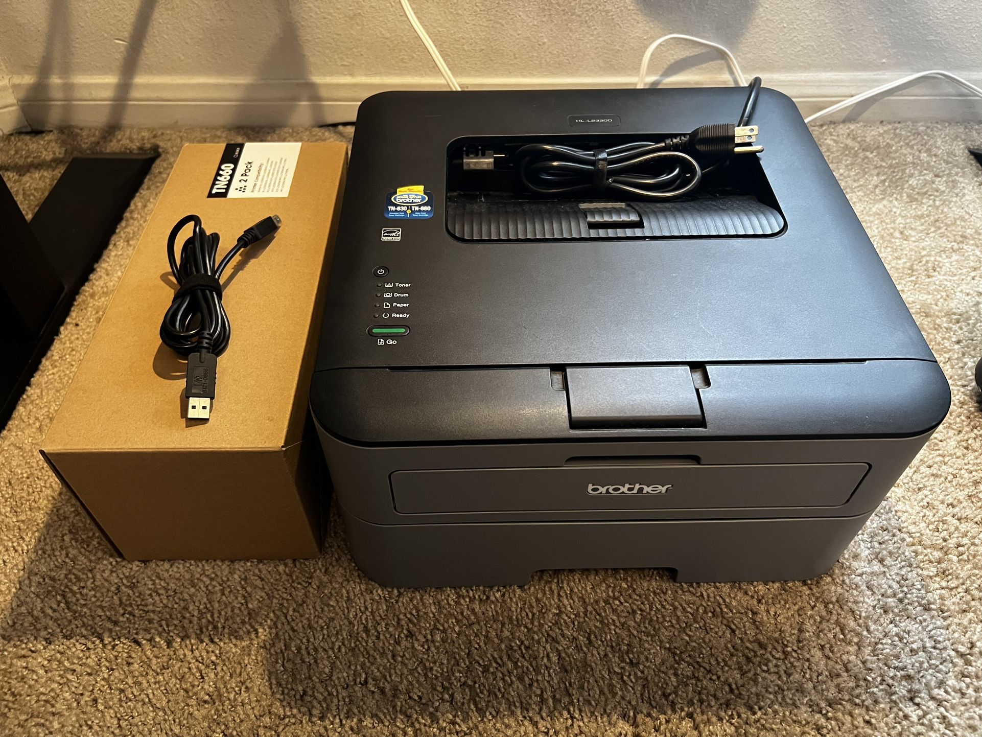 Brother HL-2320D Monochrome Laser Printer + Extra Toner + USB cabl